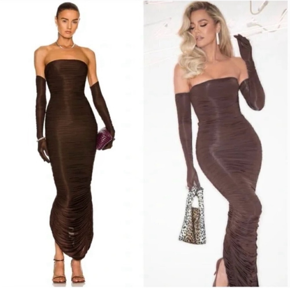 Alex Perry Haynes Gown ruched maxi dress with Gloves US 6 New